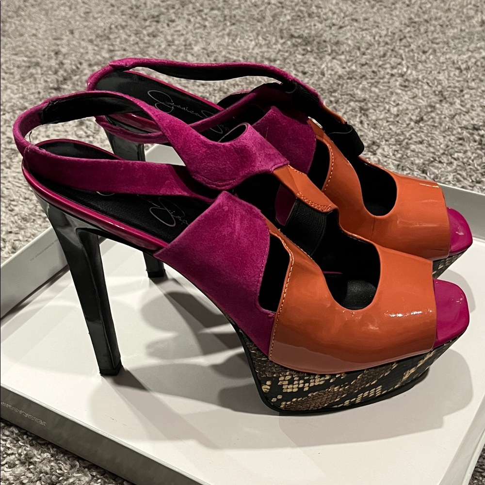 Jessica Simpson Vibrant Pink and Orange Heels